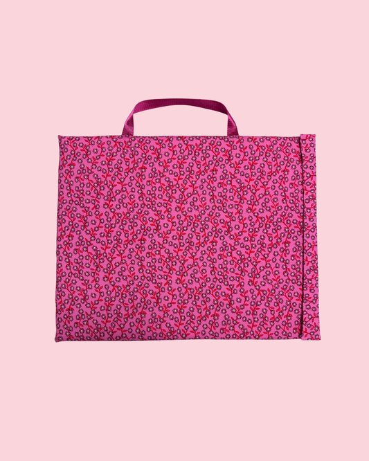 Ready to ship Fabric Cover Handmade Quilting Pressing Board with Ruby Star Society Hello Alice Cheshire in Black and Hello Alice Chatty Garden in Lipstick