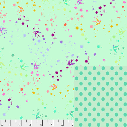 Tula Pink®  Front- Fairy Dust Mint Back- Pom Pom Mint