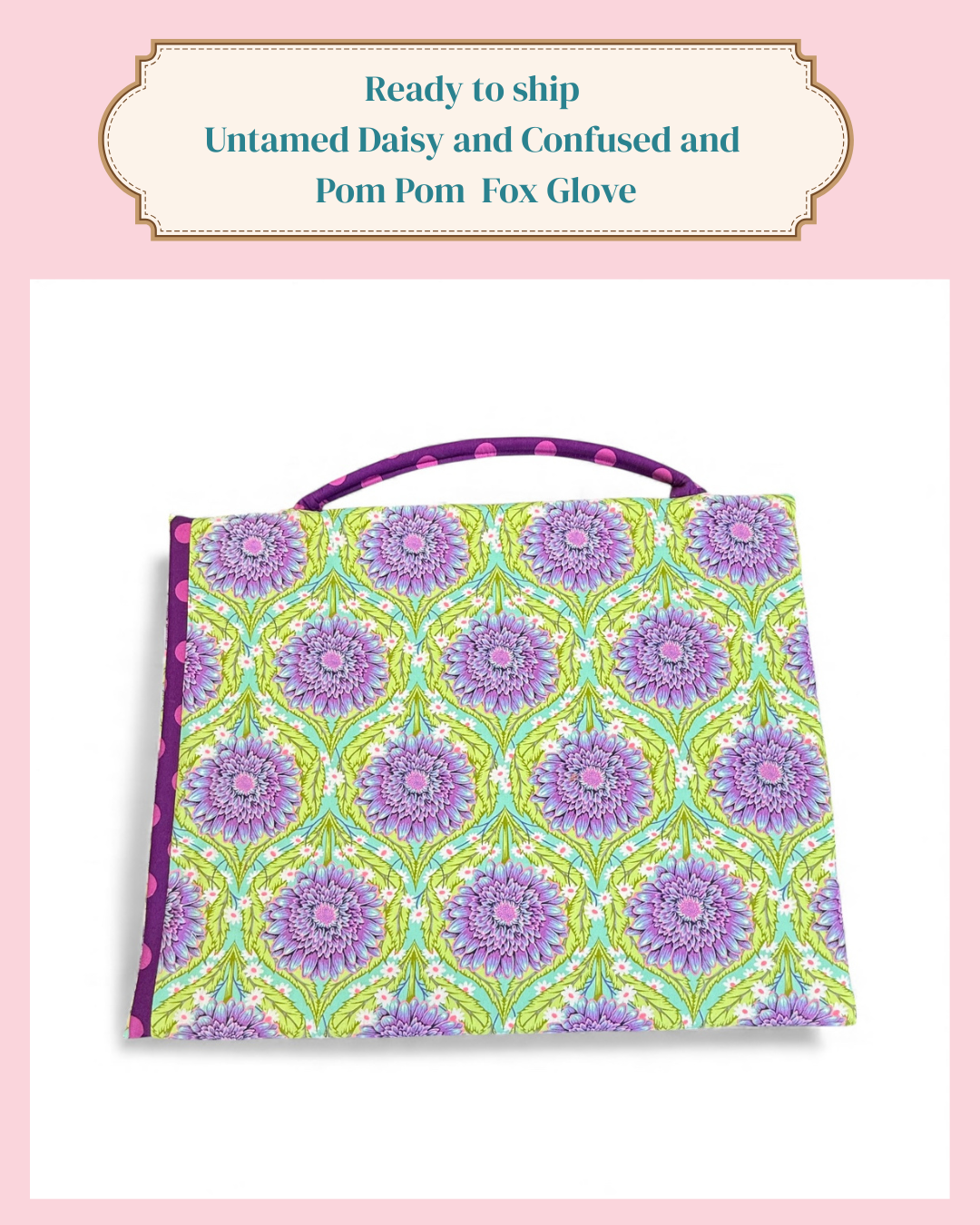 Ready to ship  Fabric Cover Handmade Quilting Pressing Board with Tula Pink® Untamed Daisy and Confused and Pom Pom Fox Glove