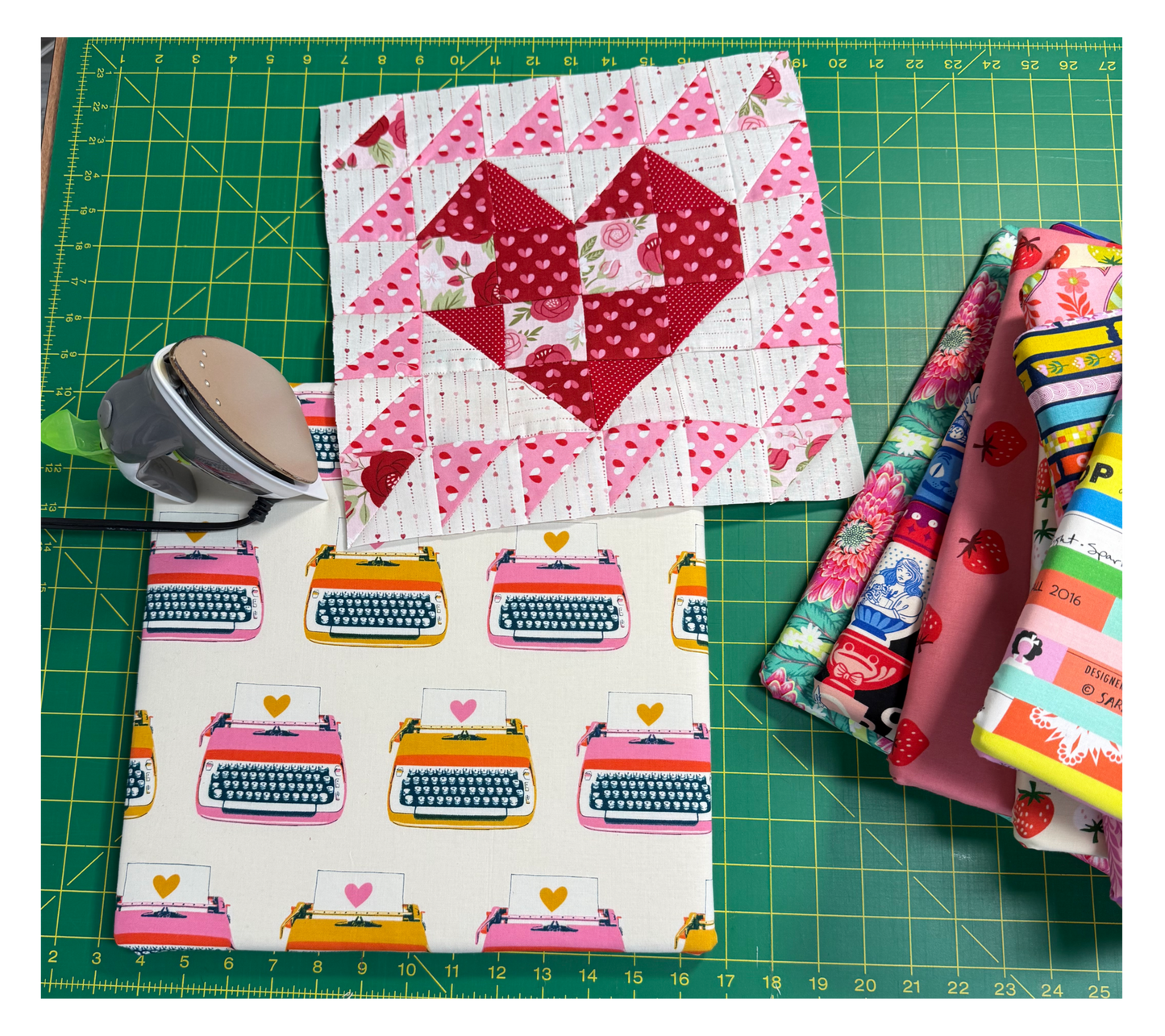 13X13 Pressing Board Ruby Star Society Typewriter Natural Cream