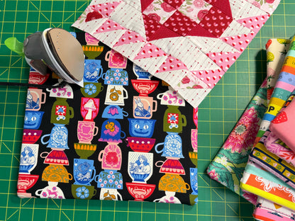 13X13 Pressing Board Ruby Star Society Hello Alice Tea Party in Black